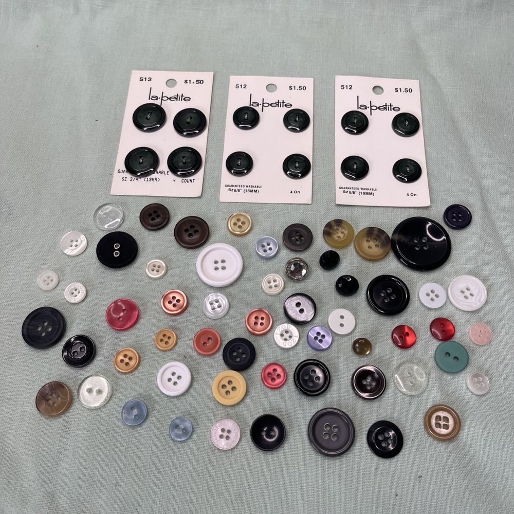 56 Pc Mixed Sewing Button Lot Assorted Colors Sizes Craft Replacement Buttons
